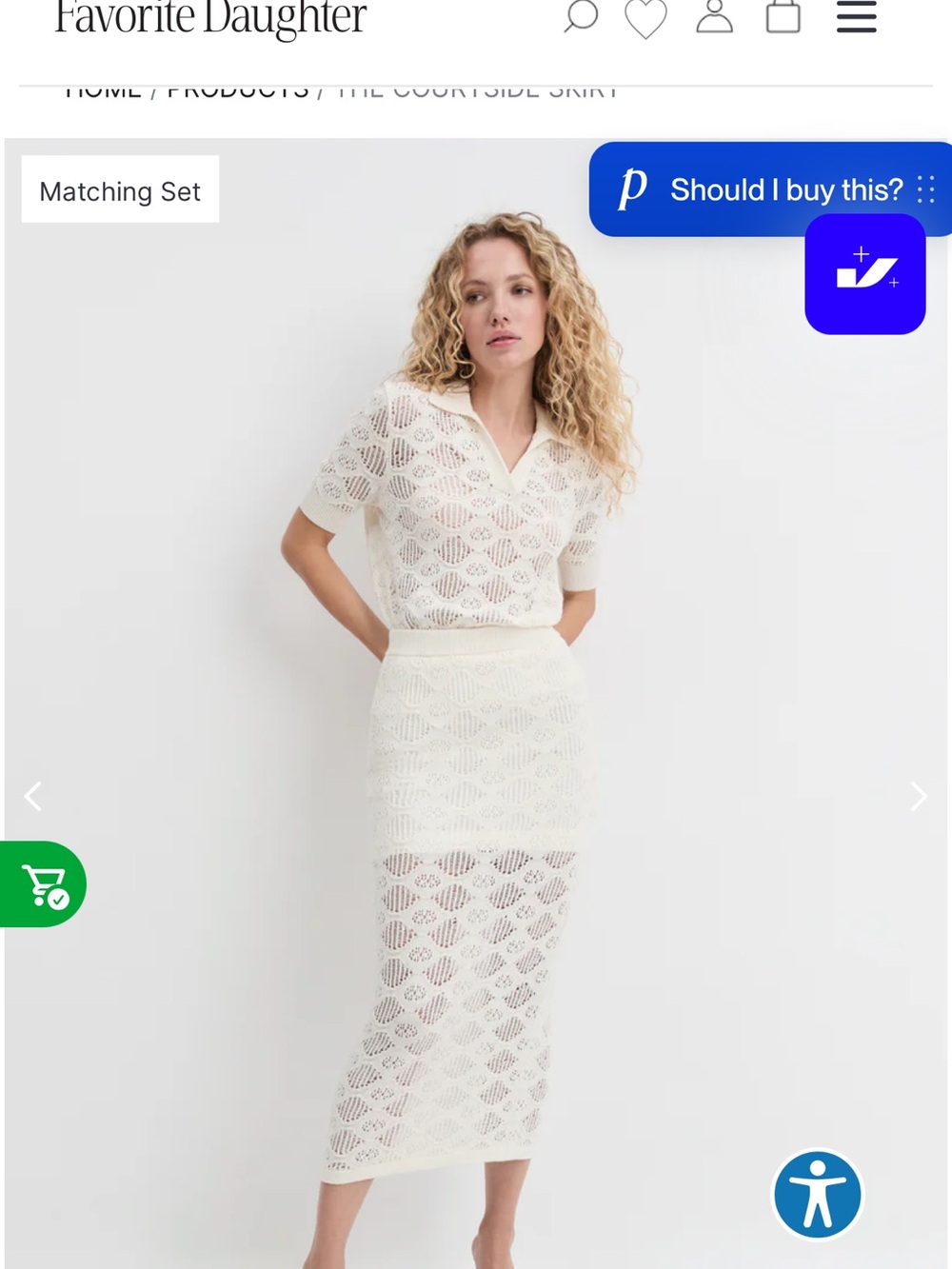 Favorite Daughter Lace Knit Ivory Midi Skirt and match top